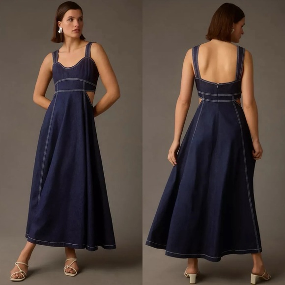 Anthropologie Dresses & Skirts - NWT Anthropologie Aureta Denim Corset Cutout Maxi Dress